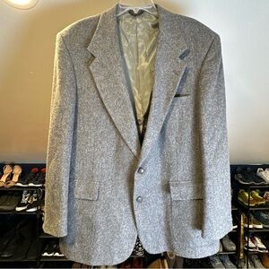 Farah Clothing Men’s Wool‎ Suit Jacket Size 46R Gray Tweed